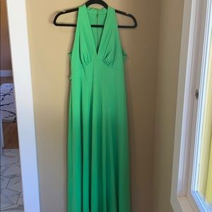 Vintage 1960 Green Polyester Maxi Dress